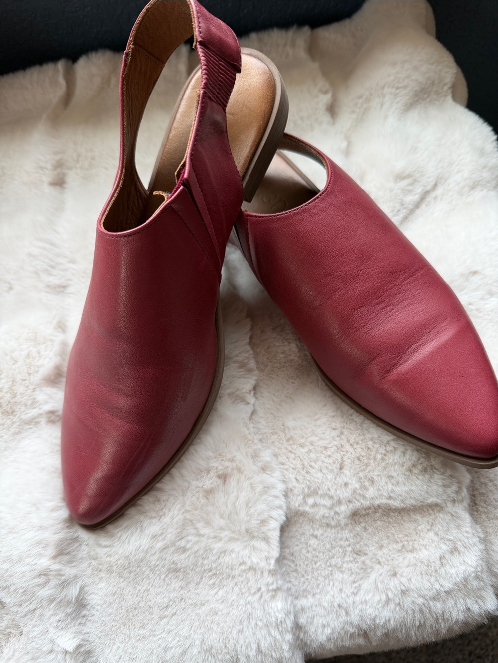 Bueno Women's Red Leather Slingback Flats - Size 8.5